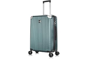 ATX LUGGAGE EST. 1991 ATX Luggage Medium Suitcase on 4 Dual Spinner Wheels Super Lightweight ABS Hard Shell Hold Check in with Built-in TSA Lock (Emrald Green, 65 Liter)
