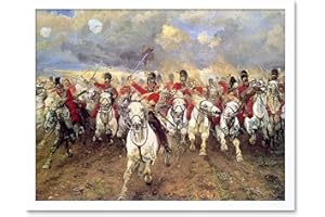 Thompson Scotland Forever Battle Waterloo Painting Art Print Framed Poster Wall Decor 12x16 inch Schottland Schlacht Wasser Malerei Wand Deko