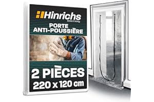 Hinrichs 2x Porte Anti Poussiere avec fermeture Éclair - Bache de Protection transparente - 220 x 120 cm Bache Protection - Pour rénovation transformation assainissement