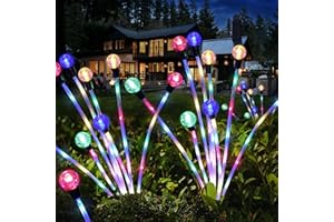 JOLTIX Lumière solaire lucioles, 8 LED Lampes Solaires Firefly Étanche,Lampe Solaire Exterieur pour Jardin, Terrasse, Chemins, ArrièRe-Cours, Pelouse DéCoration（Tête de Bulle de Couleur, 4 pièces）