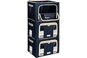 4CONVY Scatole per Armadio Rigide con Cerniera – [2024 MATERIALE AGGIORNATO] Contenitori per Armadio per Vestiti, Trapunte – Organizzatore Armadio con Struttura in Metallo Pieghevole – 3x66L