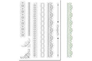 CRASPIRE Lace Line Edge Clear Rubber Stamps Angel Moon Flowers Transparent Silicone Seals Stamp Vintage Journaling Card Making Friends DIY Scrapbooking Photo Frame Album Decor 6.3 x 4.3inch