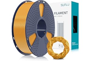 SUNLU Filament do drukarki 3D PLA Plus, filament 3D PLA+ 1,75 mm do drukarki 3D FDM i długopisów 3D, starannie nawinięty filament, mocny i wytrzymały, dokładność wymiarowa +/- 0,02 mm, szpula 1 kg, kolor złoty