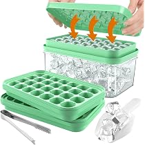 Stampo Per Ghiaccio Rotondo Con Coperchio, Contenitore E Pinze - Set 3 Vaschette Rosa, BPA Free