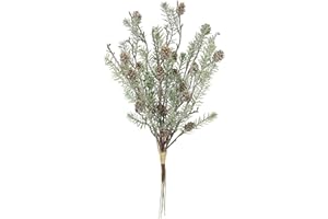 FLAIR FLOWER Künstlicher Tannenzweig mit Zapfen Kunstzweig geeiste Dekozweig Tannengrün Koniferen Deko Weihnachtsdeko Stiel Gesteck Kränze Kranz Adventskranz Girlande AST Zweig Weihnachten Dekoration Kunstblume