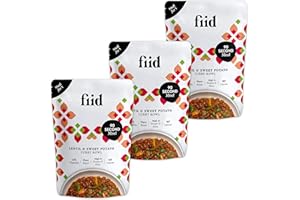 Fiid 100% Natural Vegan Microwave Ready Meals - Thai Lentil & Sweet Potato Curry - 3 x 275g (Vegetarian Food Pouch, High in Fibre & Protein, Low in Sugar)