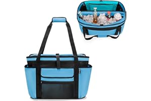 Fasrom Beach Bag with Insulated Cooler, Waterproof Beach Bag with Dry-Wet Separation for Pool, Swim, Travel, Blue (Patent Design)