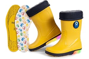 CLUB4BRANDS Wellies Wellington Boots for Children, Detachable Faux Fur Lining With Extra Kaps Insoles, Cool Sole Light Up LEDs and Reflective 3M Scotchlite, Made in Italy