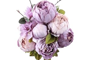 Ksnnrsng Flores Seda Peonía Artificiales para Boda Nupcial Partido Hogar Oficina de la Decoración de DIY (Nuevo púrpura)