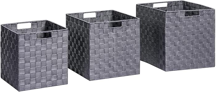SONGMICS Aufbewahrungsboxen geflochten, 3er Set, Aufbewahrungskörbe mit