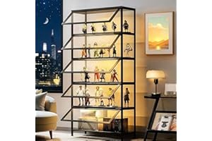 Scribora Gabinete de exposición con Puerta de Vidrio acrílico, Caja de exposición Curio de 5 Niveles, de Juguetes de colección Estante y estantería para el Dormitorio (Puerta Plegable Negra)