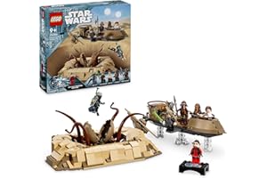LEGO Star Wars Pustynna barka i jama sarlacca, Zabawka dla Dziecka do Zbudowania, Pojazd i 6 Minifigurek, Pomysł na Prezent dla 9-latka, dla Chłopca, Dziewczynki, dla Fana Gwiezdnych Wojen, 75396