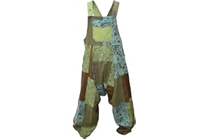 Gheri Mens Loose Fit Patchwork Printed Cotton Harem Dungarees