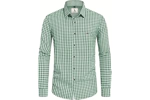 KOSMEEU Chemise Homme Oktoberfest Tenue Bavaroise Chemise a Carreaux Trachtenhemden Homme Costume Oktoberfest Bleu Rouge Vert