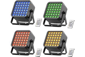 Starlitflow 4PCS RGBWA UV 54W Par LED Batterie Rechargeable, 5200mAh Lumiere de Scene D MX Sans fil avec Télécommande, Eclairage Scene 4-6h pour Exterieur Mariage Bar Spectacle Disco Halloween Noël