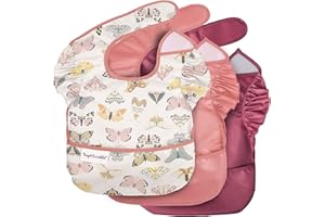 Tiny Twinkle Baby Bibs Mess Proof Baby Bib Weaning Bibs Waterproof Feeding Bibs For Toddlers 6-24months Machine Washable and Adjustable Side Closure Great for Travel Baby Food Bibs