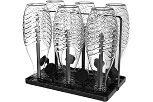 ‎RAINSWORTH Rainsworth Flaschenhalter für SodaStream Duo und handelsübliche Wasser- und Babyflaschen, Abtropfgitter für 6 Flaschen, Abtropfgestell inkl. Silikon-Schutzhandschuh, Abtropfmatte und Deckelhalter