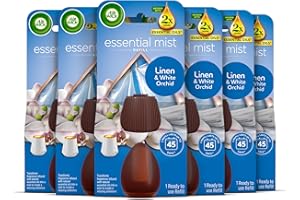 AIRWICK Air Wick Essential Mist Refills, Linen & White Orchid, Pack 6 x 20ml, Natural Essential Oils, Last up to 270 days, Air freshener