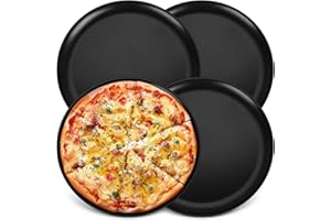 Onader Pizzablech 4er Set, 30cm Rund Pizzaform für Backen & Servieren, Edelstahl Pizza Backblech mit Antihaftbeschichtung, Ungiftig & Gesund, Langlebig & Leicht zu reinigen