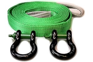 ‎DESERT FOX WINCH Desert Fox Winch Abschlepp-Seil - Offorad Zubehör - Berge Set mit 2 x 7/8" Schäkel u. 6m 14T Bergegurt - entspricht EN 1492-1 … (6m Gurt 2 Schäkel 7/8 Zoll)