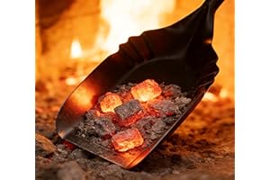 Kingson Grande pala da camino – 40,5 x 12,7 cm – robusta paletta per carbone e cenere, in acciaio nero con design resistente alle fuoriuscite