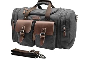 Wildroad Erweiterbar Canvas Reisetasche 50L,Übergroßes Handgepäck,Sporttasche für,Duffle,Weekender Tasche,Reisen Übernachtung Taschen für Damen und Herren mit der Großen Kapazität