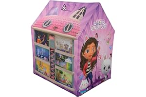 M.V. SPORTS Gabby's Dollhouse Kids' Play Tent | Officially Licensed Design for Imaginative Indoor & Outdoor Pink Play Story Teepee Den Hideaway | Age 2+