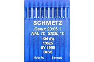 Schmetz, 10 aghi con testa rotonda per macchina da cucire, sistema 134 (R), industriali, spessore 70 -