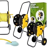 Carrello Avvolgitubo da Giardino 45 m con Bobina Avvolgibile Supporto con Ruote Manico Portatile Cavalletto Avvolgitore Robus