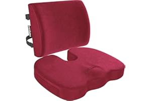 FORTEM Poduszka na krzesło biurowe i podparcie lędźwiowe do krzesła biurowego, poduszka lędźwiowa, poduszka siedziska z pianki memory, antypoślizgowe siedzisko i oparcie do grania, poduszka na krzesło