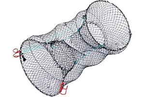 HNJKJEU Reuse Fischernetz Köderfischreuse Angelnetz Faltbare Köderfischreuse für Fisch, Garnelen, Krabbe, Aalre, Runden Fischernetz 60cmx30cm