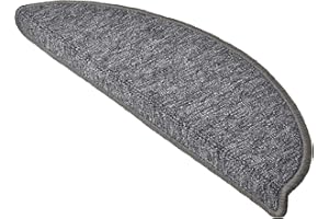 Beautissu 15x Anti Slip Stair Carpet Treads Self Adhesive 15x55 cm ProStair - Indoor Round Stair Runner Carpet for Staircases Protector Mats Pads Noise Reduction & Floor Protection - Grey