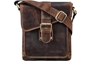 STILORD 'Mattia' Bolso Bandolera Pequeño Hombre Cuero Vintage Mariconera - Bolsa Messenger para Tabletas 10,1' & iPad 9,7' - Auténtico Bolso de Piel