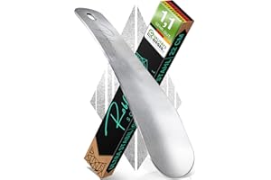 ‎ROBFOX Robfox Schuhlöffel klein I 22cm lang & extra stabil I gebürstetes Metall I Schuhanzieher klein aus Edelstahl I kompakte Schuh Anziehhilfe I Schuhauszieher kurz I kleiner Kinder shoe horn