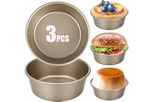 Partideal 3 Pcs Air Fryer Egg Moulds,4'' Ramekins for Air Fryer,Non-stick Egg Rings Molds,Household Kitchen Cooking Baking Tool,Air Fryer Accessories Perfect for Fried Egg Sandwiches