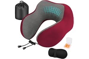 Eono Poduszka Podróżna na Szyję,Wygodna Ergonomiczna Poduszka Podróżna z Pianką z Pamięcią Kształtu do Spania w Samolotach, Pociągach i Biurach