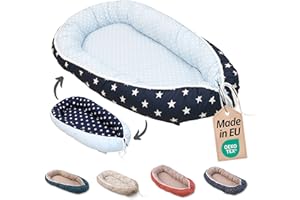 ULLENBOOM Babynest - 100% OEKO-TEX Materialien & Made in EU, Blau Hellblau - Babynestchen Neugeborene aus kuscheliger Baumwolle, Ideal als Reisebett & Kuschelnest geeignet