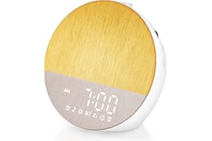 ‎UWITHM Uwithm Tageslichtwecker Sonnenaufgang, Digital Wake Up Light, Lichtwecker Doppel Wecker, Bluetooth Lautsprecher, White Noise Machine mit 30 Beruhigende Klänge, 20 Helligkeit,18 Dimmbare Nachtlicht