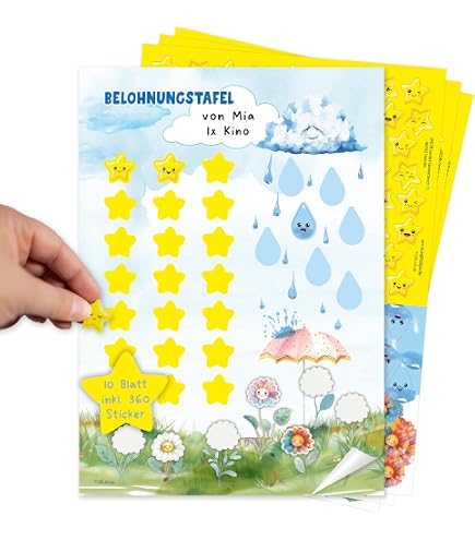 Henbrandt Belohnungstabelle Für Kinder A4 – Mit Bunten Sternaufklebern, 8 Stück