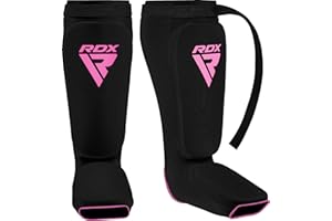 RDX Espinilleras Kick Boxing Muay Thai, Aprobado por SATRA, Espinilla Empeine Protección Pads, MMA Shin Pierna Guardia para Sparring Boxeo BJJ Kárate Entrenamiento, Hombre Mujere (Negro, L)