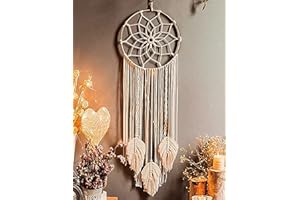 Nice Dream Macramé Atrapasueños Pluma Tejida Colgante de Pared Grande Atrapasueños Hecho a Mano Boho Borlas Decoración Decoración para el Hogar Adorno Regalo Artesanal