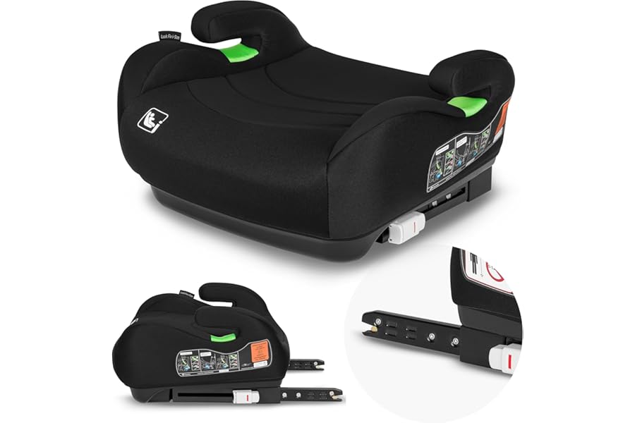 LIONELO LUUK FIX I-Size Children's Car Booster Seat Easy Installation ISOFIX or/and Belt, 125-150 cm 22-36 kg Light, Comfortable, Indicators, Adaptive Foam, Breathable Washable, Car Booster, Armrests