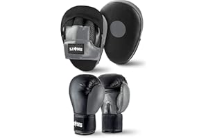 Lions Boxing Gloves and Pads Set - Sparring Gloves and Hook and Jab Pads Focus Punch Bag Mitts, Ideal for Martial Arts Mma Muay Thai Gym, Men Women Kids Boxing Set