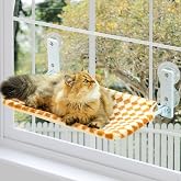 EDAGNY Hammock Window Cat Folding 54 x 30 cm Lightweight with Washable Cover Brown M