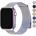 Fullmosa Compatible with Apple Watch Straps 46mm 45mm 49mm 44mm 42mm, Magnetic Milanese Loop Replacement for Women Men for Series 10 9 8 SE2 7 6 SE 5 4 3 2 1 Ultra 2 1, Colourful