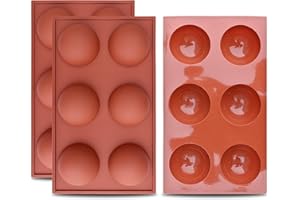 homEdge Molde grande de silicona semiesfera de 6 cavidades, 3 paquetes de moldes para hornear para hacer chocolate, pastel, gelatina y mousse de cúpula