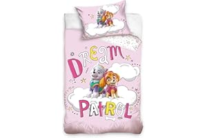 MTONLINEHANDEL Ropa de cama de la Patrulla Canina 100 x 135 40 x 60 algodón · Ropa de cama infantil para niñas y niños · Rosa · Ropa de cama para niñas y niñas
