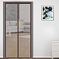Classic Mosquito Net Door Mosquito Net with Magnet Polyester Magnetic Door Net, Auto Closing Door net for All Door Types with Self Adhesive Hook Tape (200X100, Brown-Polyester)