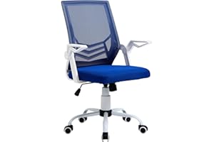 Vinsetto Silla de Oficina Ergonómica Silla Escritorio Giratoria con Altura Ajustable Reposabrazos Abatible Soporte Lumbar Transpirable para Adolescentes Adultos 62,5x55x94-104 cm Azul