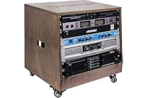 Sound Town DIY Slanted 8U Studio Rack with Furniture Grade Weathered Gray Laminate, Rubber Feet (SDRK-8TB)